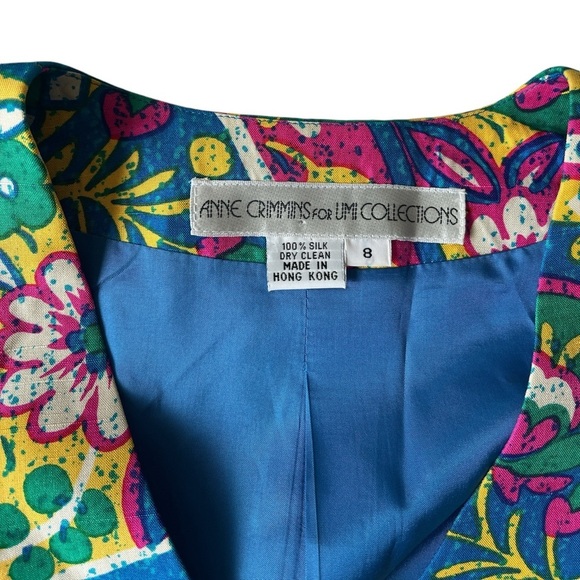 Vintage Anne Crimmins for Umi Collections Silk Blazer Size 8 Floral Rare! - Picture 5 of 11